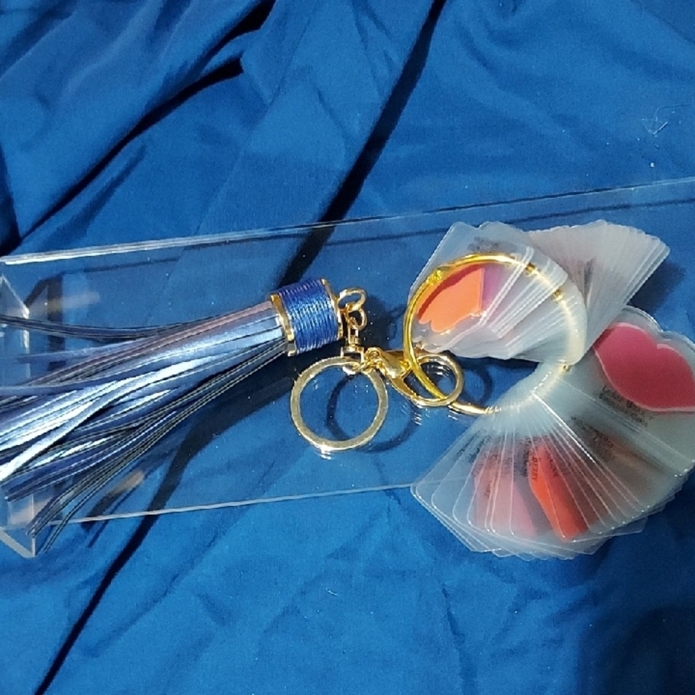 SeneGence Blue and Gold Keychain with Tassel. Lip Sache For Color Match.